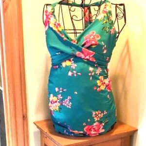 Isabel Maternity Teal Floral Bathingsuit